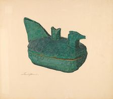 Whittled Bowl with Lid: "Hen on Nest", 1935/1942. Creator: Frank Budash