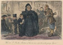 Who am I! I'm the Mistress of this ere ouse, and this is the young Squire!, 1865. Artist: John Leech