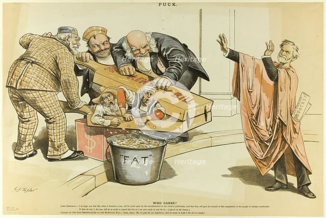 Who Cares?, from Puck, published October 15, 1890. Creator: Charles Jay Taylor.