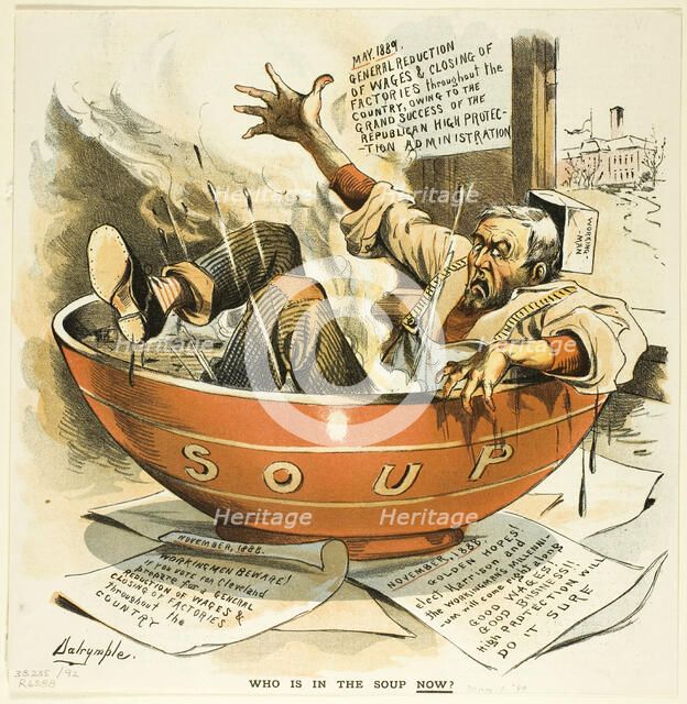 Who Is in the Soup Now, from Puck, published May, 1889. Creator: Louis Dalrymple.