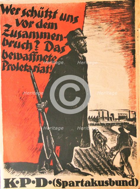 Who will protect us from collapse? The armed proletariat!, 1919. Creator: Hirsch, Karl Jakob (1892-1952).