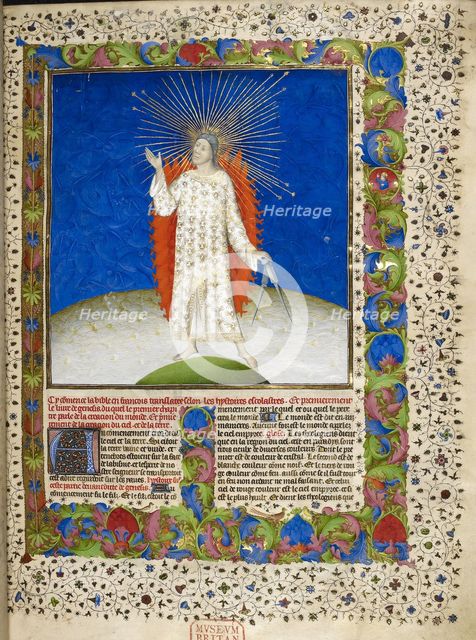 (Whole folio) Miniature containing Creation scene..., 1411. Creator: Unknown.