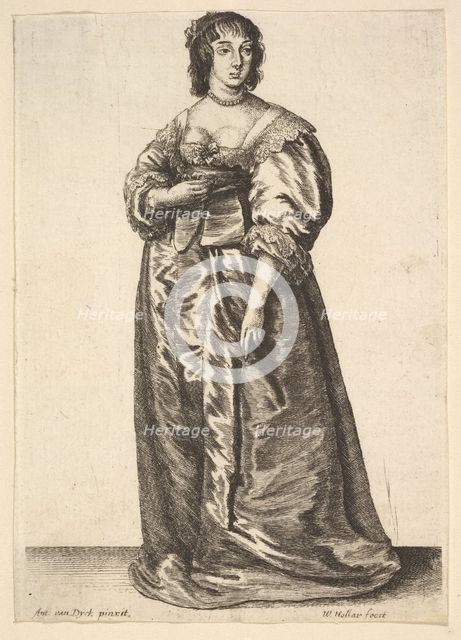 Whole-length lady, after Anthony van Dyck, 1625-77. Creator: Wenceslaus Hollar.