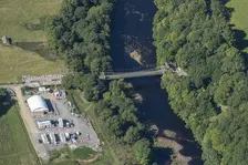 Whorlton suspension bridge under restoration, County Durham, 2024. Creator: Robyn Andrews
