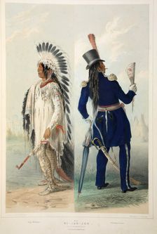 Wi-Jun-Jon, an Assinneboin Chief, pub. 1845 (colour lithograph). Creator: George Catlin (1796 - 1872)