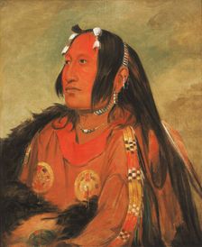 Wi-jún-jon, Pigeon's Egg Head (The Light), a Distinguished Young Warrior, 1831. Creator: George Catlin