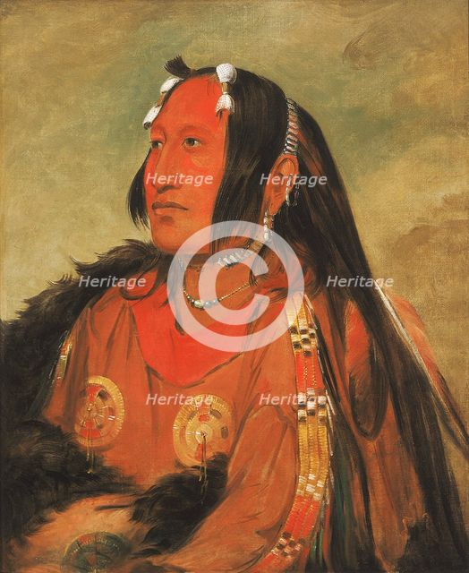 Wi-jún-jon, Pigeon's Egg Head (The Light), a Distinguished Young Warrior, 1831. Creator: George Catlin.