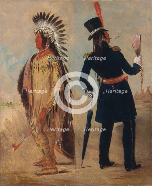 Wi-jún-jon, Pigeon's Egg Head (The Light) Going To and Returning From Washington, 1837-1839. Creator: George Catlin.