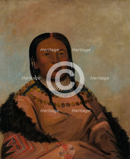 Wi-lóoh-tah-eeh-tcháh-ta-máh-nee, Red Thing That Touches in Marching, Daughter of Black Rock, 1832. Creator: George Catlin.