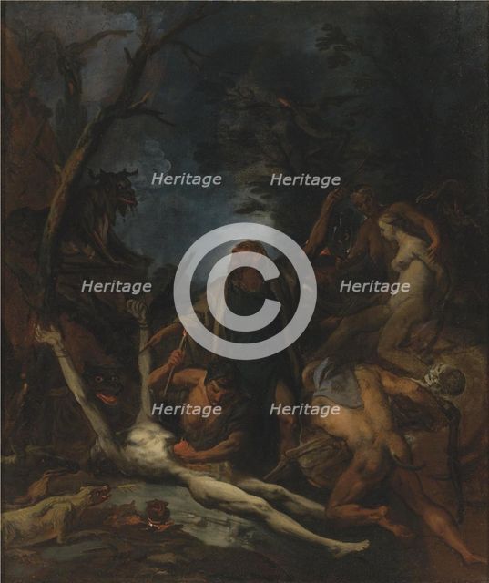 Witches at a black mass. Artist: Dandini, Ottaviano (ca 1706-1740)