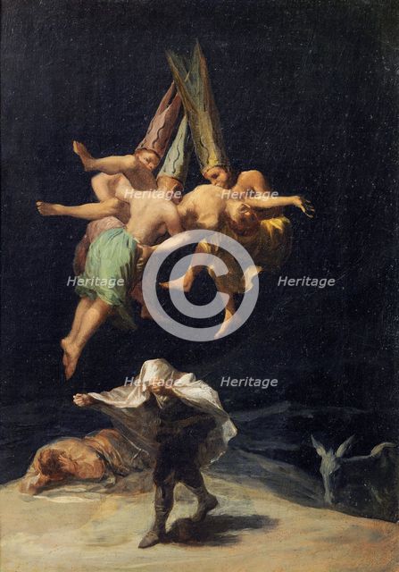 Witches in Flight (Vuelo de Brujas), 1797-1798. Artist: Goya, Francisco, de (1746-1828)