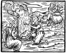 Witches roasting and boiling infants, 1608 (19th century). Creator: Unknown