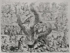 Witches Sabbath as reported in a judgment delivered by the court of Arras in 1460, (1877). Creators: Etienne Huyot, Jules Jean Marie Joseph Huyot