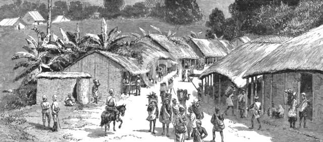 ''With the Chin-Lushai Expeditionary Force; The Bazaar at Demagiri', 1890. Creator: Unknown.