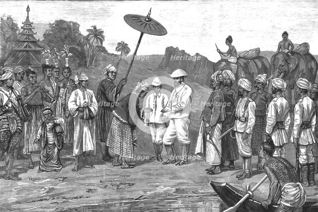 ''With the Chins in Upper Burma, Major Raikes receiving the Sawbwa of Kale', 1888. Creator: Unknown.