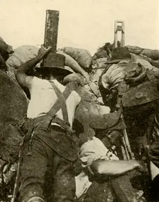 With the Anzacs in Gallipoli: inside an Australian trench First World War, 1915-1916, (c1920). Creator: Unknown