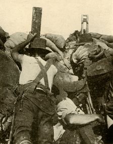 With the Anzacs in Gallipoli: inside an Australian trench First World War, 1915-1916, (c1920). Creator: Unknown