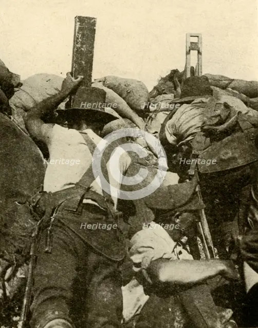 'With the Anzacs in Gallipoli: inside an Australian trench', First World War, 1915-1916, (c1920). Creator: Unknown.