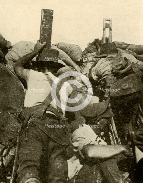 'With the Anzacs in Gallipoli: inside an Australian trench', First World War, 1915-1916, (c1920). Creator: Unknown.