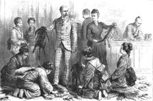 'With the Duke and Duchess of Connaught in Japan- The Duke Buying Furs at Nikko 1890. Creator: Unknown