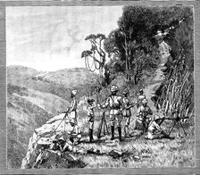 With the Lushai Expedition: signalling party with the heliograph, 1890. Creator: R. Taylor