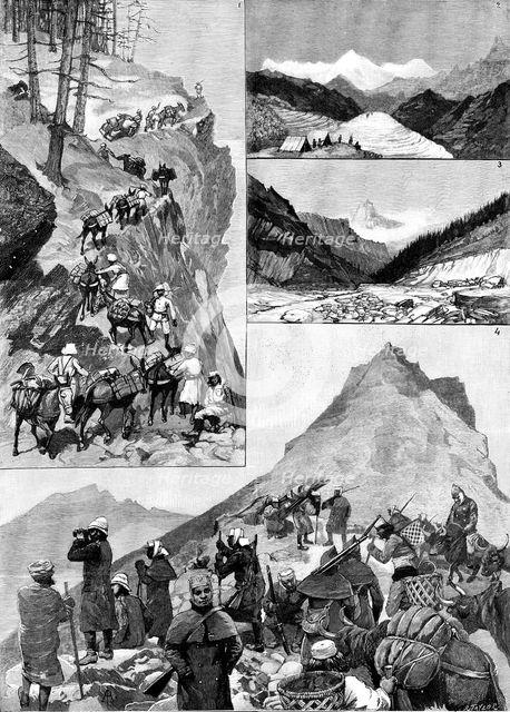 With the Niti Field Force, on the road to the Thibetan Frontier, 1890. Creator: R. Taylor.