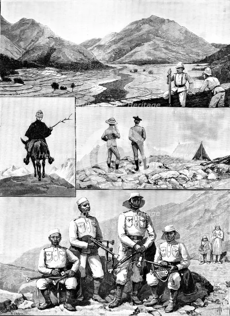 With the Niti Field Force: sketches on the road to the Thibet Frontier, 1890. Creator: R. Taylor.