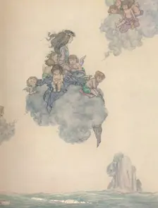 With The Rest of Her Children of Air, Soared High Above the Rosy Cloud c1930. Artist: W Heath Robinson