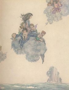 With The Rest of Her Children of Air, Soared High Above the Rosy Cloud c1930. Artist: W Heath Robinson