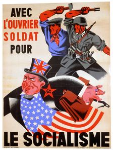 With the workman and soldier for Socialism Belgian pro-Nazi propaganda poster, c1941-1944