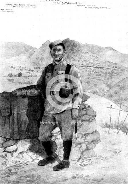 With the Tirah Expeditionary Force: a typical Gurkha, 1898. Creator: Unknown.