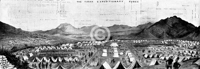 With the Tirah Expeditionary Force: bird's eye view of...Barkai Camp, Bara Valley, 1898. Creator: Unknown.