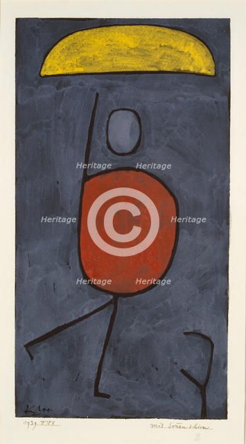 With an umbrella, 1939. Creator: Klee, Paul (1879-1940).