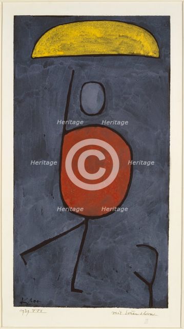 With an umbrella, 1939. Creator: Paul Klee.