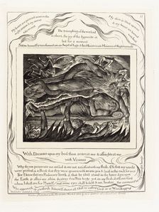 With Dreams upon my bed thou scarest me & affrightest me with Visions 1825. Creator: William Blake