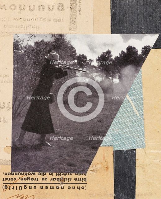 With huntress. Merz design, 1929-1930. Creator: Schwitters, Kurt (1887-1948).