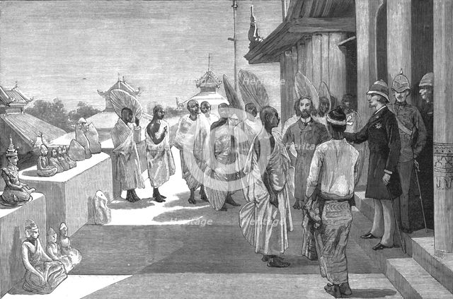 'With Lord Dufferin in Burma - The Viceroy at Mandalay returning Buddist Images', 1886. Creator: Unknown.
