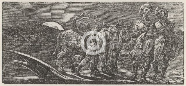 'With Songs the Jovial Hinds Return from Plow', 1821. Creator: William Blake.