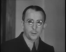 Witness Joseph Perrone Giving Evidence in the Lindbergh's Kidnapping Case Trial, 1930s. Creator: British Pathe Ltd