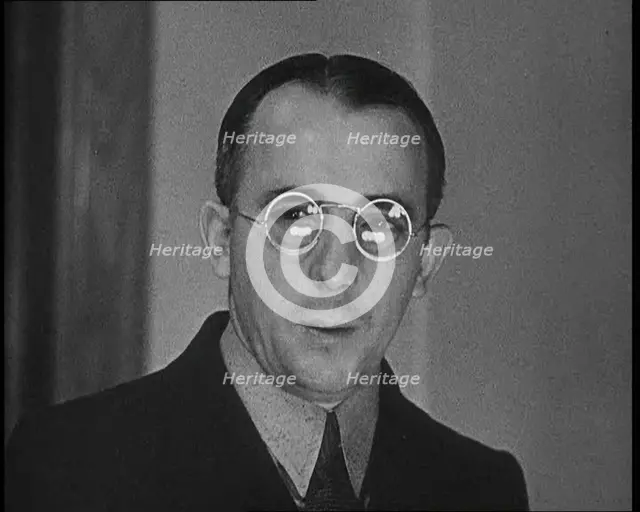 Witness Joseph Perrone Giving Evidence in the Lindbergh's Kidnapping Case Trial, 1930s. Creator: British Pathe Ltd.