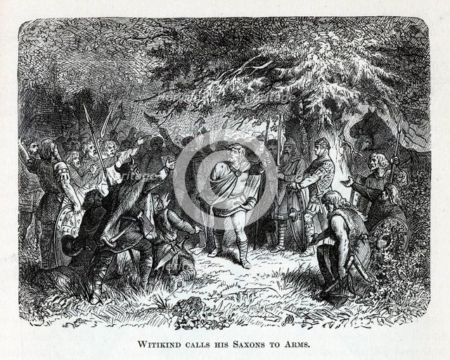 Wittekind calls his Saxons to Arms, 1882. Artist: Anonymous  