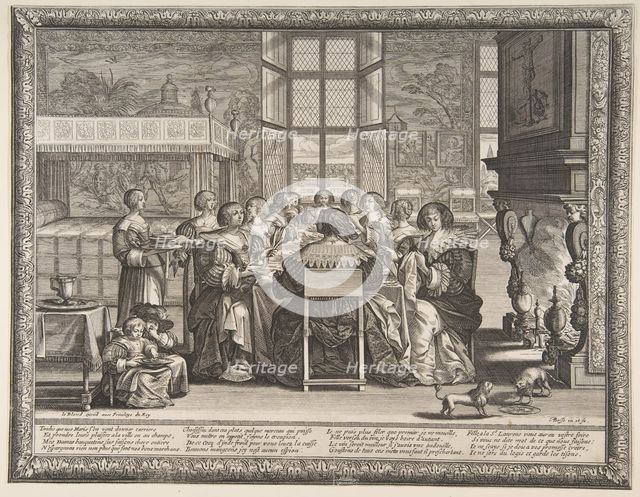 Wives at Table During the Absence of Their Husbands, ca. 1635-36. Creator: Abraham Bosse.