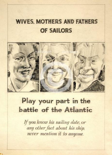 'Wives, mothers and fathers of sailors. Play your part...', WWII poster, between 1939 and 1946. Creators: Central Office of Information, Unknown.