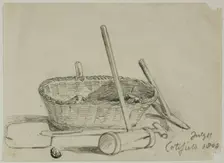 Wicker Basket, Mallet, Shovel, Pick, 1808/47. Creator: Joshua Cristall