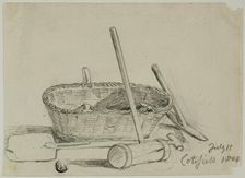 Wicker Basket, Mallet, Shovel, Pick, 1808/47. Creator: Joshua Cristall