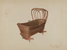 Wicker Cradle, c. 1937. Creator: Vincent P. Rosel
