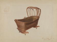 Wicker Cradle, c. 1937. Creator: Vincent P. Rosel