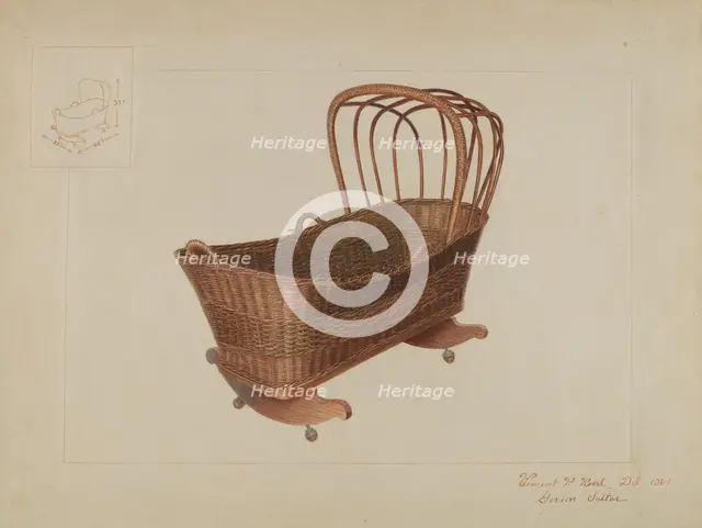 Wicker Cradle, c. 1937. Creator: Vincent P. Rosel.