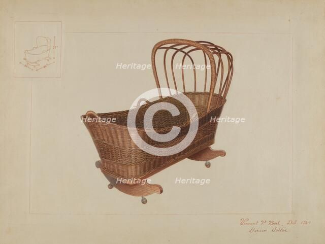 Wicker Cradle, c. 1937. Creator: Vincent P. Rosel.