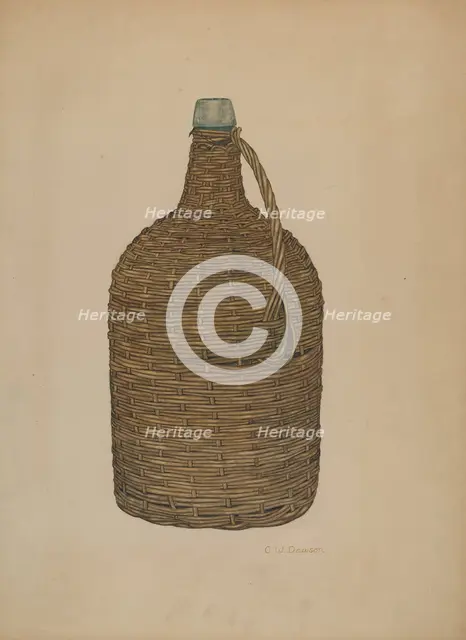 Wicker Demijohn, c. 1940. Creator: Clarence W Dawson.